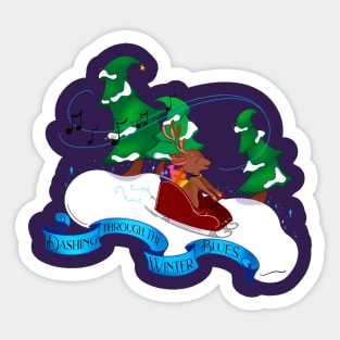 Dashing through the Winter Blues Sticker